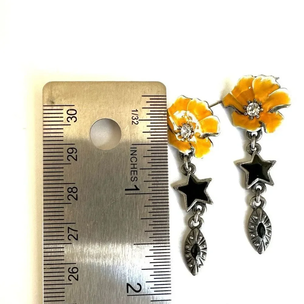 Yellow flower drop earrings